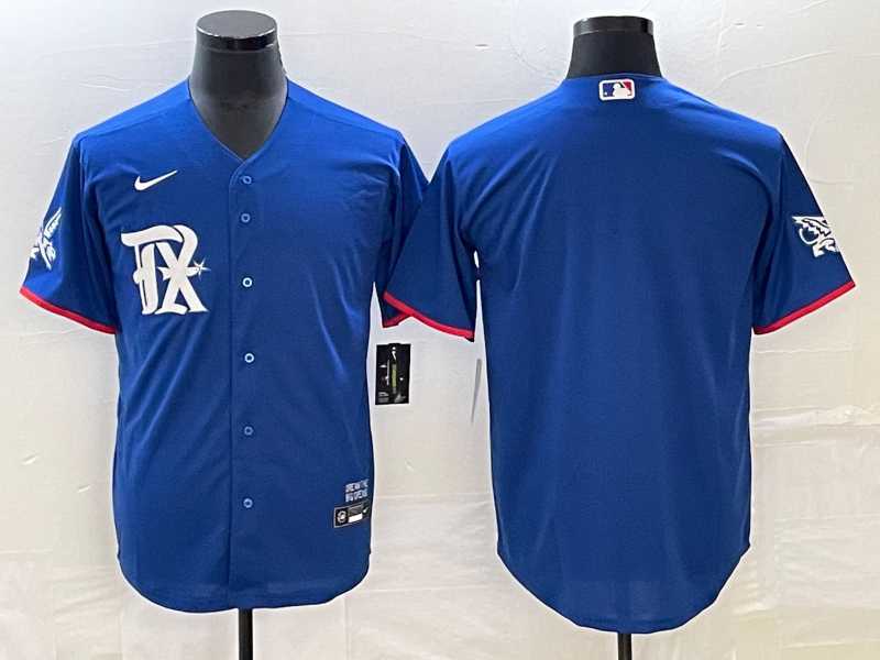 Mens Texas Rangers Blank Royal Blue 2023 City Connect Stitched Baseball Jersey